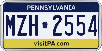 PA license plate MZH2554