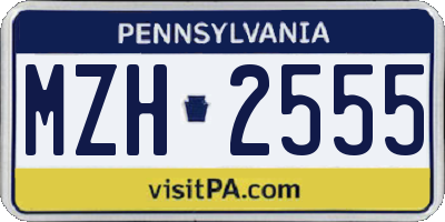 PA license plate MZH2555
