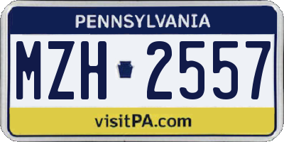 PA license plate MZH2557