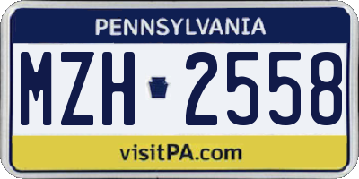 PA license plate MZH2558