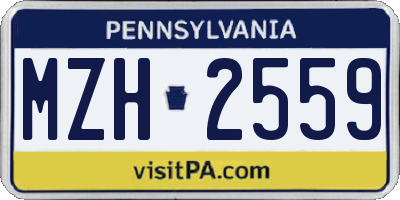 PA license plate MZH2559