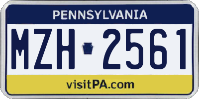 PA license plate MZH2561