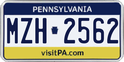 PA license plate MZH2562