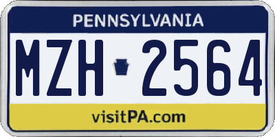 PA license plate MZH2564