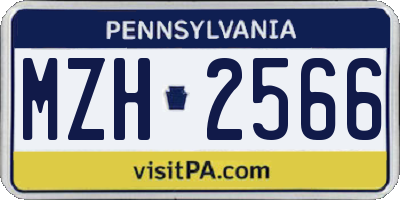 PA license plate MZH2566