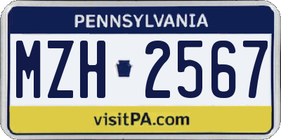 PA license plate MZH2567