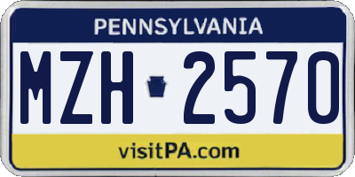 PA license plate MZH2570