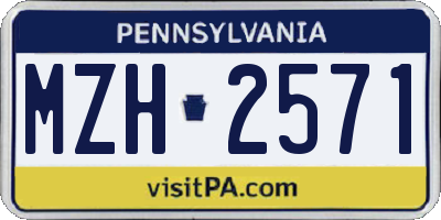 PA license plate MZH2571