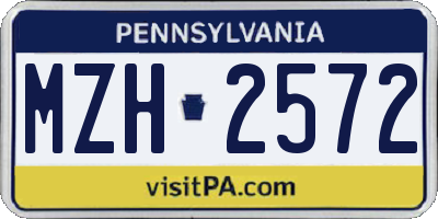PA license plate MZH2572