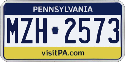 PA license plate MZH2573