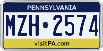 PA license plate MZH2574