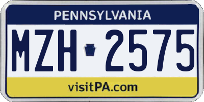 PA license plate MZH2575