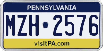PA license plate MZH2576