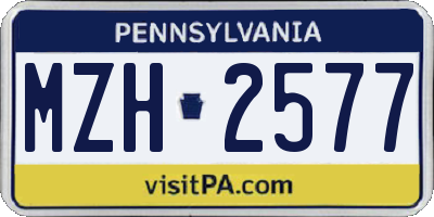 PA license plate MZH2577