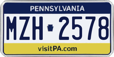 PA license plate MZH2578