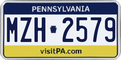 PA license plate MZH2579