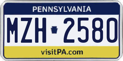 PA license plate MZH2580