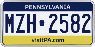 PA license plate MZH2582