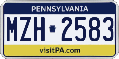 PA license plate MZH2583