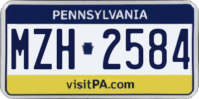 PA license plate MZH2584