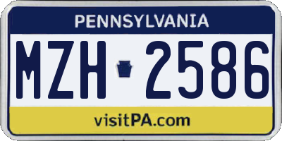 PA license plate MZH2586