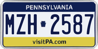 PA license plate MZH2587