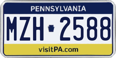 PA license plate MZH2588