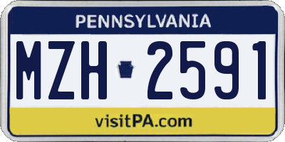 PA license plate MZH2591