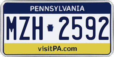 PA license plate MZH2592
