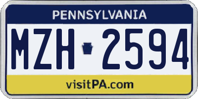 PA license plate MZH2594