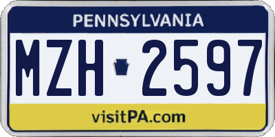 PA license plate MZH2597