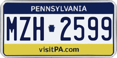 PA license plate MZH2599