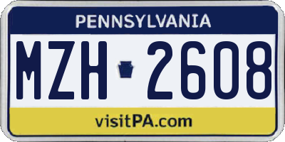 PA license plate MZH2608