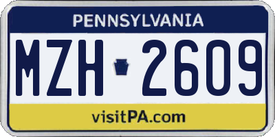 PA license plate MZH2609