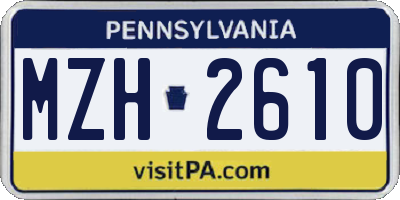 PA license plate MZH2610