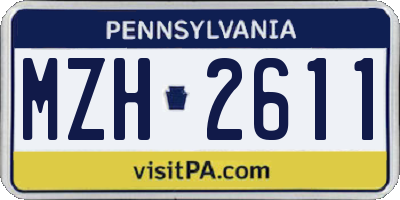 PA license plate MZH2611