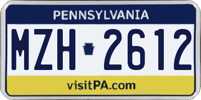 PA license plate MZH2612