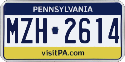 PA license plate MZH2614