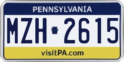 PA license plate MZH2615