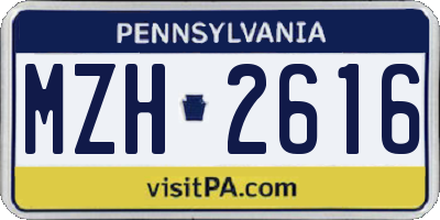 PA license plate MZH2616