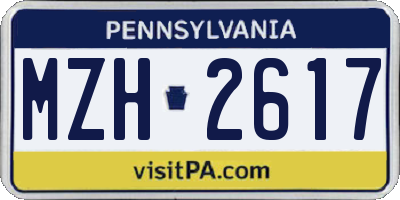 PA license plate MZH2617