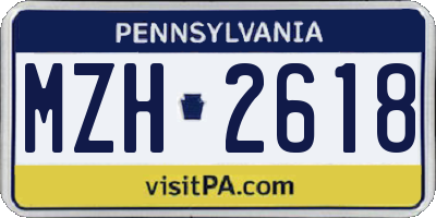 PA license plate MZH2618