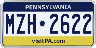 PA license plate MZH2622