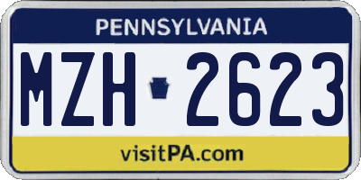 PA license plate MZH2623