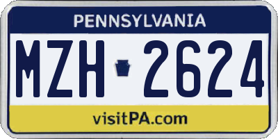 PA license plate MZH2624