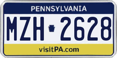 PA license plate MZH2628
