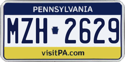 PA license plate MZH2629
