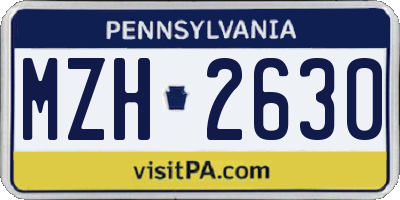 PA license plate MZH2630