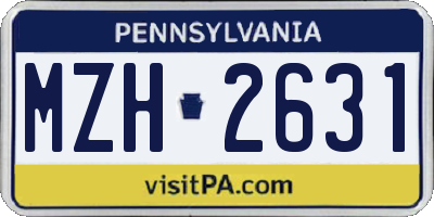PA license plate MZH2631