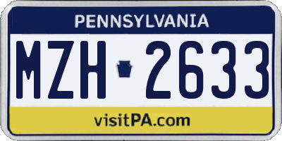 PA license plate MZH2633